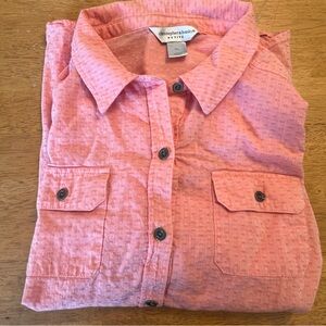 ✅ Christopher & Banks petite large Pink soft 100% cotton Casual Shirt button up